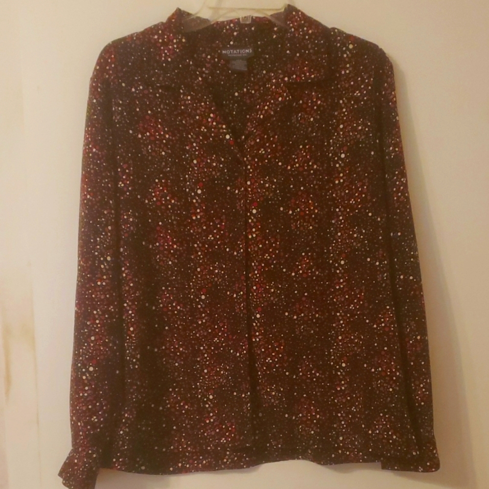 Vintage Notations Clothing Co. Red and Cream Long Sleeve Button Down Shirt ,L